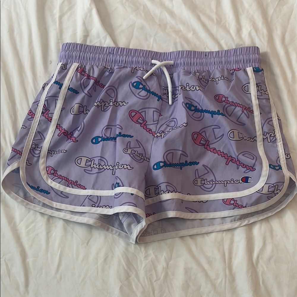 Champion Purple Athletic Shorts with Curved Hem